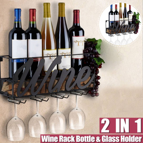 Kitchen Storage Built-in Wine Glass Holders Metal Wall Mounted Wine Rack