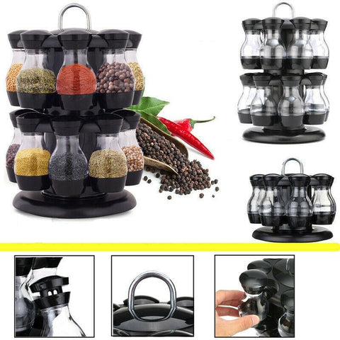 Kitchen Storage Cruet Condiment 360 Rotating Spice Bottle Container