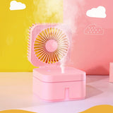 Moisturizing Desktop Cube Humidifier Nightlight Fan Office