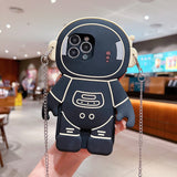 3D Cartoon Astronaut Chain Phone Case for IPhone Protective Cover