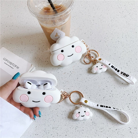 3D Cartoon White Cloud Soft Cases for Apple Airpods Pro Phone