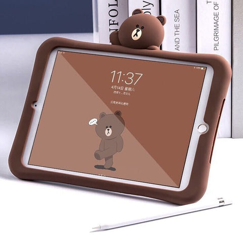 3D Cute Cartoons With Bracket Tablet Case Cover For IPad