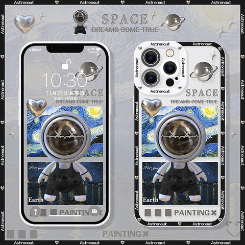 3D Luxury Astronaut Phone Case For iPhone  Silicone Back Cover