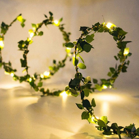 LED Leaf Garland Fairy String Lights Copper Wire Wedding Light