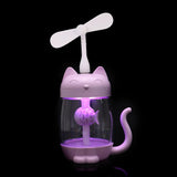 USB Cat Mini Aromatherapy LED Air Humidifier 3 in1