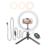 10inch Dimmable LED Ring Light Tripod Stand USB Selfie Stick