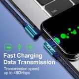 USB Type C Micro IOS 90 Degree Fast Charging Usb Cable Cord Phone