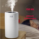 750ml Large Capacity Air Humidifier  USB Rechargeable Wireless Office