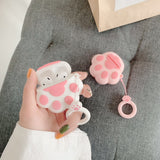 Bluetooth Earphone Case for Airpods Cute 3D Cat paw Phone