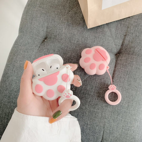 Bluetooth Earphone Case for Airpods Cute 3D Cat paw Phone