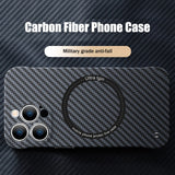 Carbon Fiber Texture Frameless Magsafe Magnetic Wireless Charge Case  IPhone