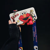 Cartoon Cute Bracket Phone Case For iPhone  With Lanyard