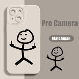 Cartoon Matchman Phone Case for IPhone Shockproof Matte Soft TPU Silicone Cover