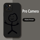 Cartoon Matchman Phone Case for IPhone Shockproof Matte Soft TPU Silicone Cover