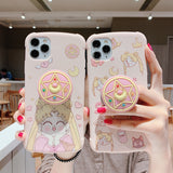 Cartoon Sailor Moon Folding Bracket Phone Case For Iphone