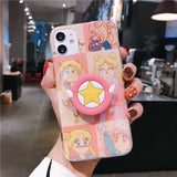 Cartoon Sailor Moon Folding Bracket Phone Case For Iphone