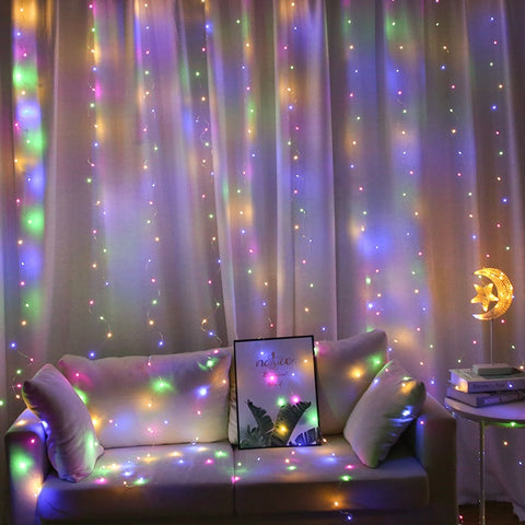 Christmas Garland LED Fairy Lights Curtain String Lights Remote Control
