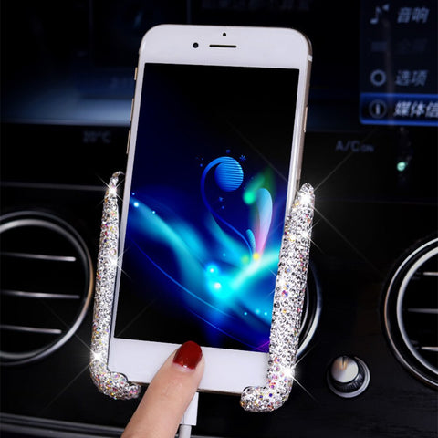 Crystal Diamond Universal Car Phone Holder Bling Rhinestone Car Air