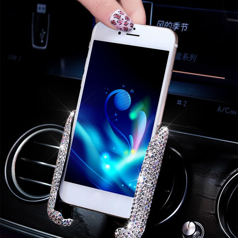 Crystal Diamond Universal Car Phone Holder Bling Rhinestone Car Air