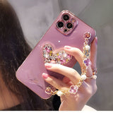 Crystal Gem Phone Case for Iphone Glitter Bracelet Cover Soft Shockproof Fundas