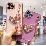 Crystal Gem Phone Case for Iphone Glitter Bracelet Cover Soft Shockproof Fundas