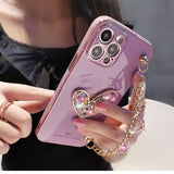 Crystal Gem Phone Case for Iphone Glitter Bracelet Cover Soft Shockproof Fundas