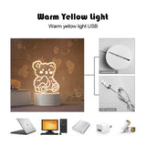Cute 3D Night Light LED Lovely Bear Dog Table USB
