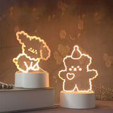 Cute 3D Night Light LED Lovely Bear Dog Table USB