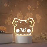 Cute 3D Night Light LED Lovely Bear Dog Table USB