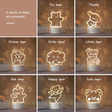 Cute 3D Night Light LED Lovely Bear Dog Table USB
