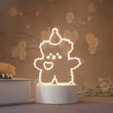 Cute 3D Night Light LED Lovely Bear Dog Table USB