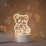 Cute 3D Night Light LED Lovely Bear Dog Table USB
