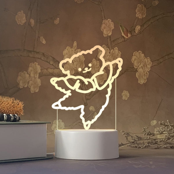 Cute 3D Night Light LED Lovely Bear Dog Table USB