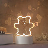 Cute 3D Night Light LED Lovely Bear Dog Table USB