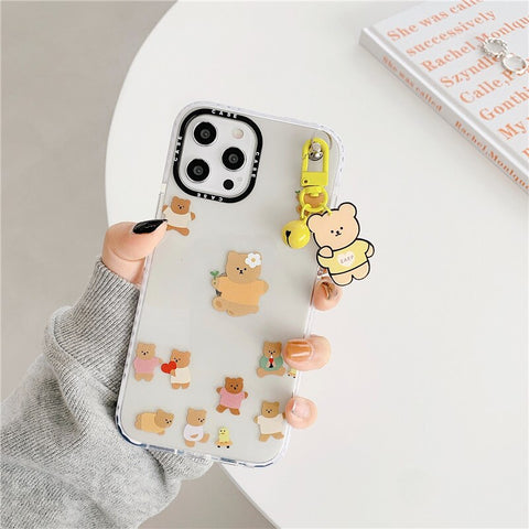 Cute Bear  Phone Case For iphone Transparent Cartoon Cases