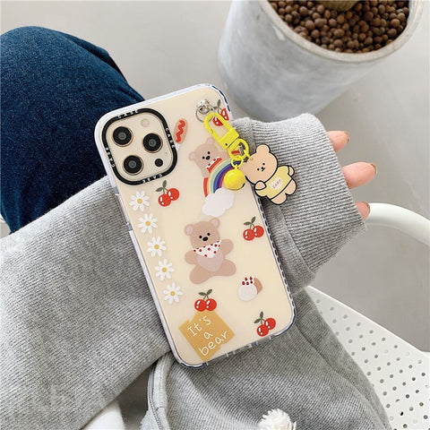 Cute Bear  Phone Case For iphone Transparent Cartoon Cases