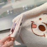 Cute Cartoon Milk Tea Bear Bracket Phone Case For iPhone