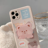 Cute Cartoon Milk Tea Bear Bracket Phone Case For iPhone