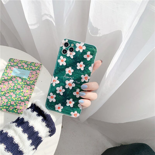 Cute Daisy Flowers Phone case For iPhone Covers Love Heart