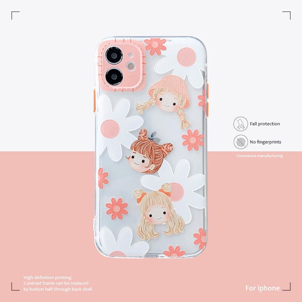 Cute Flower  Phone Case For iPhone  Soft Clear Shockproof Cover