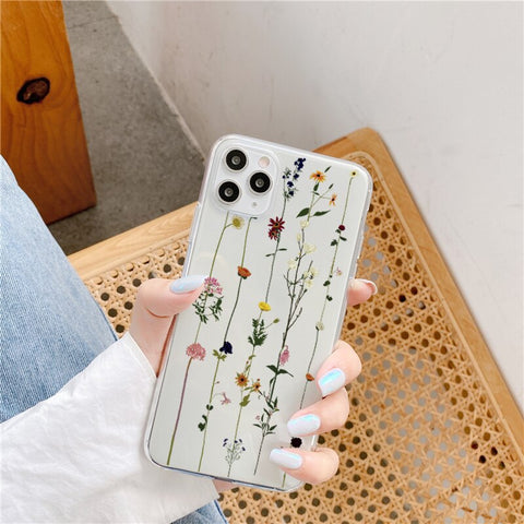 Cute Flowers Clear Soft Phone Case For Samsung Phone