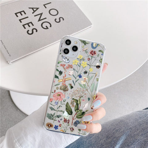 Cute Flowers Clear Soft Phone Case For Samsung Phone