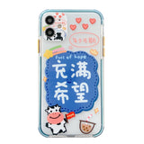 Cute Korea Cartoon Cat Phone Case For iPhone Coques