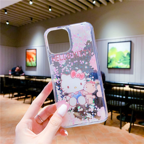 Cute Little Twin Stars Quicksand Phone Case For iPhone
