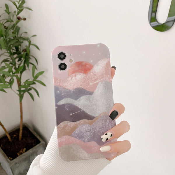 Cute Oil Painting Hidden Bracket Stand Phone Case for iPhone