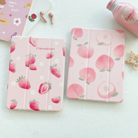 Cute Peach Strawberry Case For Ipad Pro Case Cover  PC