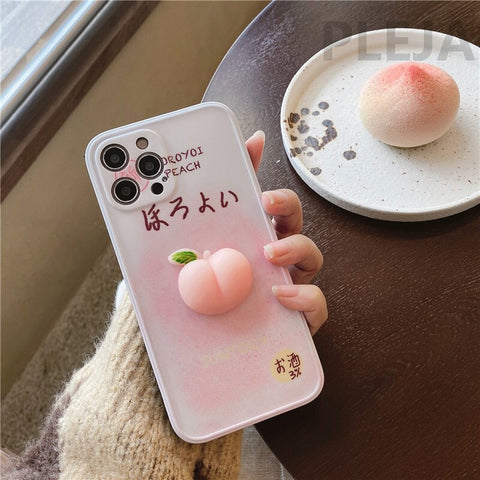 Cute Squishy Peach Phone Case For iphone
