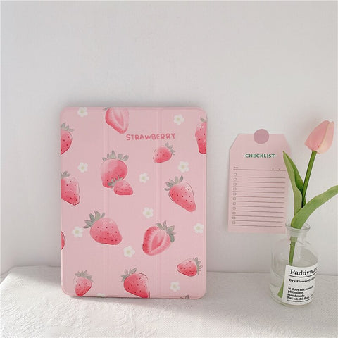 Cute Strawberry for IPad Pro Cover Capa with Pencil Slot