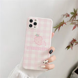 Fashion Cute Strawberry Plaid Leather Phone iPhone Phone Case