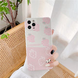 Fashion Cute Strawberry Plaid Leather Phone iPhone Phone Case